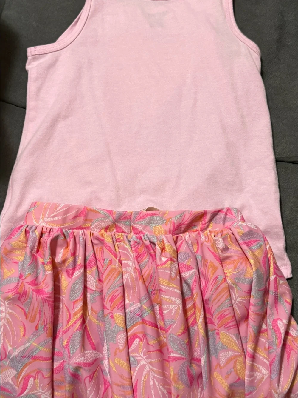 Set -OshKosh B'gosh Pink Mermaid Tie-Front Tank Top with matching tropical skirt